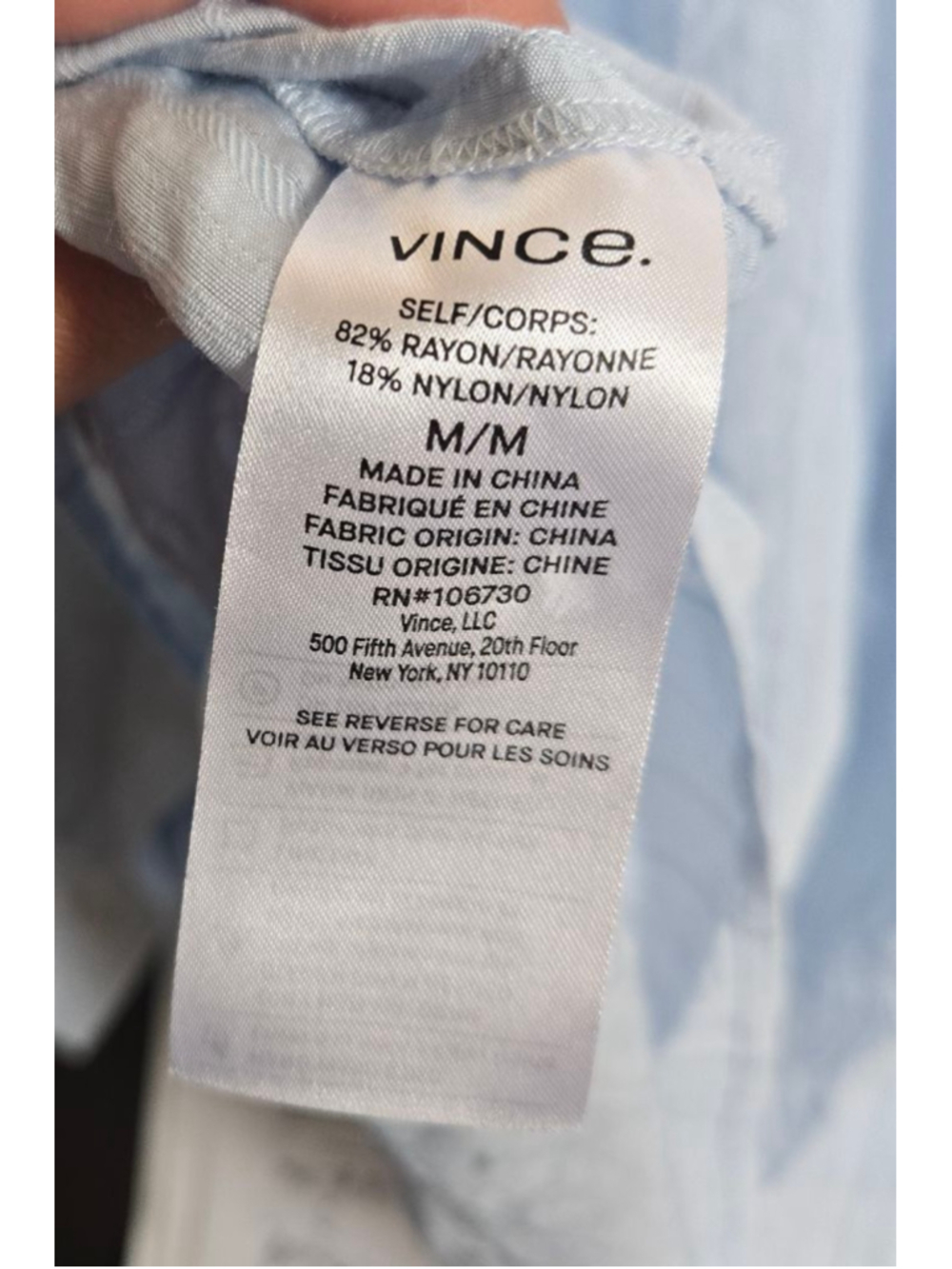 Vince Powder Blue Striped Drape Blouse M - Picture 8 of 8